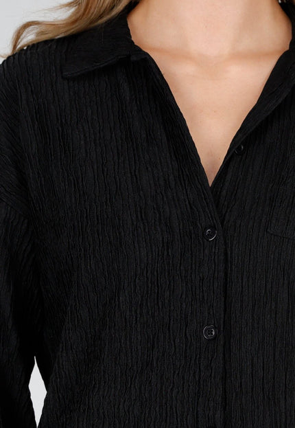 NEW011025 Zwarte Plissé Two Piece Set