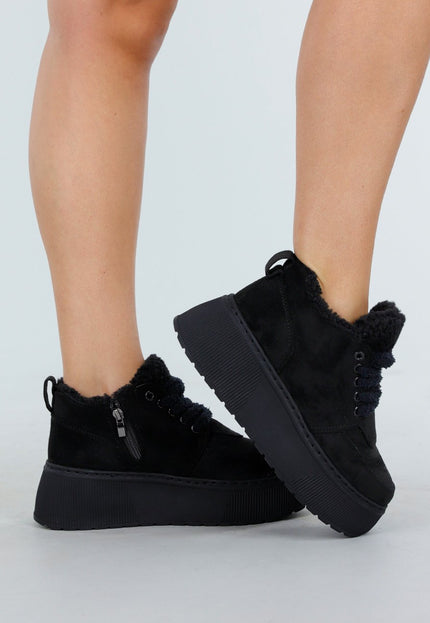 OP=OP.08.NL Zwarte Sneakers met Bontvoering