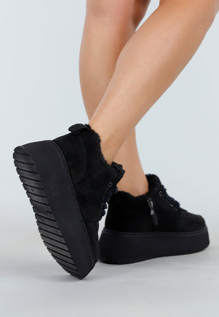 OP=OP.08.NL Zwarte Sneakers met Bontvoering