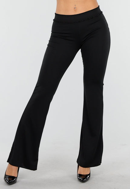 OP=OP.AV.10 Zwarte Stretch Flared Broek