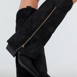 OP=OP.03.NL Zwarte Suède Cowboylaarzen