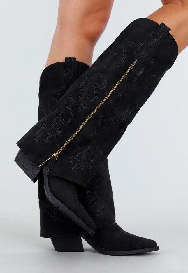 OP=OP.03.NL Zwarte Suède Cowboylaarzen