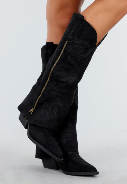 OP=OP.03.NL Zwarte Suède Cowboylaarzen