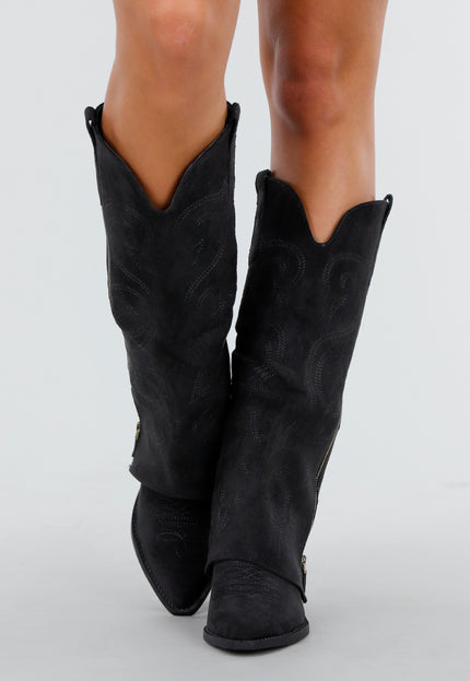 OP=OP.03.NL Zwarte Suède Cowboylaarzen
