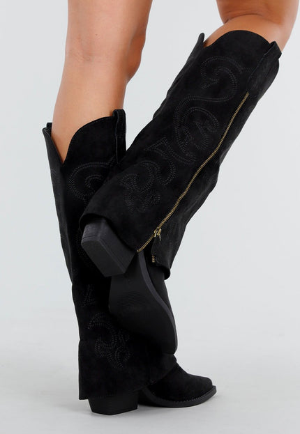 OP=OP.03.NL Zwarte Suède Cowboylaarzen