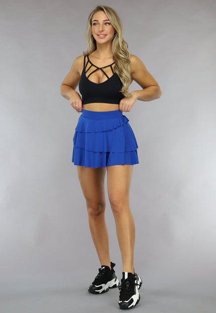 NEW0111 Blauw Gelaagd Sport Rokje met Ingewerkt Broekje