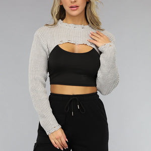 OP=OP.AV.09 Grijs Gehaakt Bolero Truitje