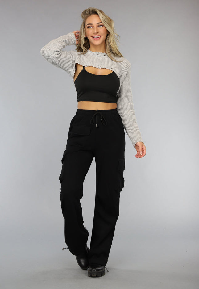 OP=OP.AV.09 Grijs Gehaakt Bolero Truitje