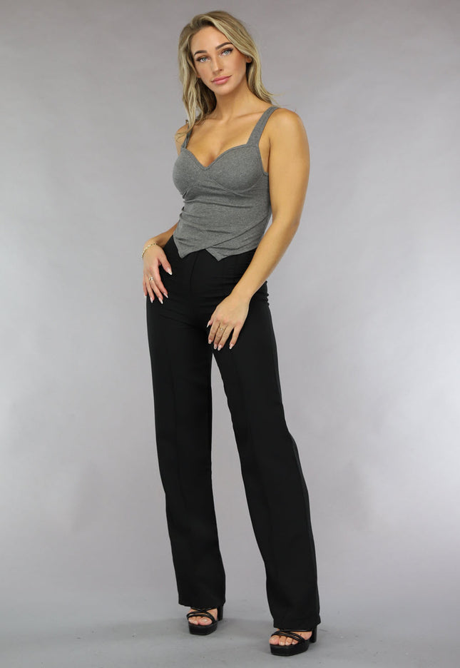 NEW0111 Grijze Stretch Top met Overslag