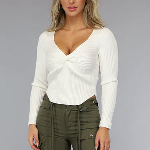 NEW0111 Longsleeve Rib Top in Gebroken Wit