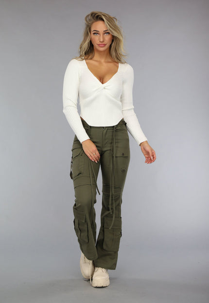 NEW0111 Longsleeve Rib Top in Gebroken Wit