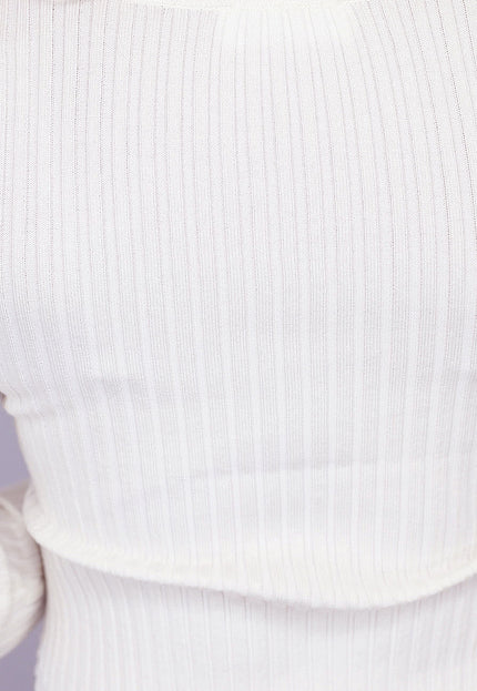 NEW0111 Longsleeve Rib Top in Gebroken Wit