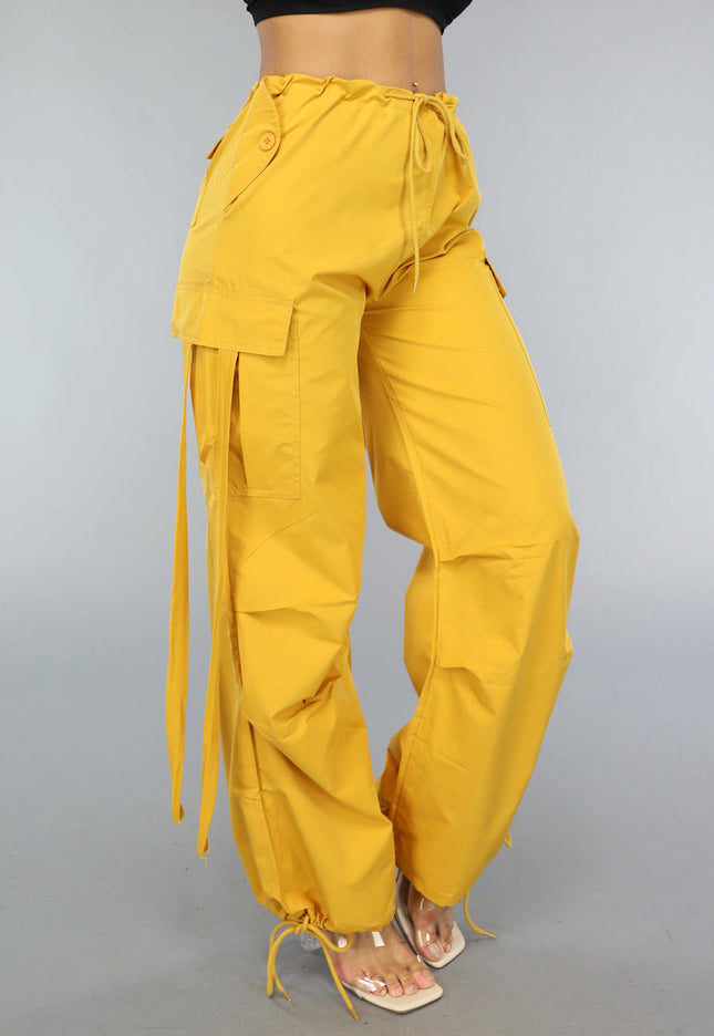 NEW0111 Mosterd Gele Parachute Broek