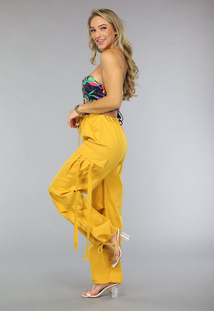 NEW0111 Mosterd Gele Parachute Broek