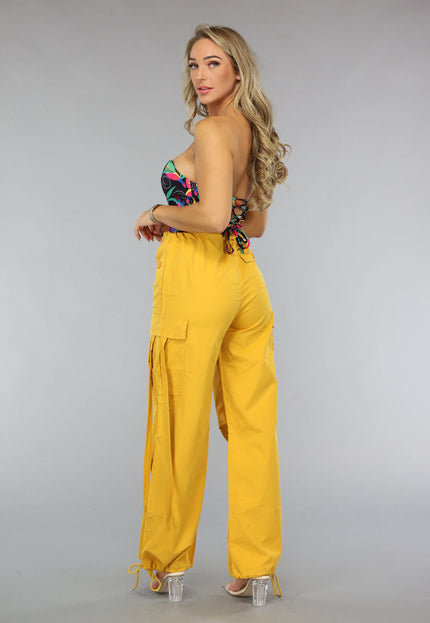 NEW0111 Mosterd Gele Parachute Broek