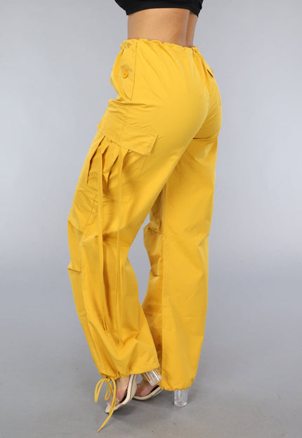 NEW0111 Mosterd Gele Parachute Broek