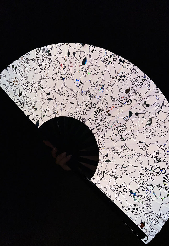 NEW0111 Reflecterende XXL Waaier met Katten Print