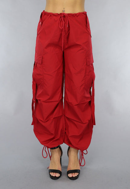 NEW0111 Rode Wijde Parachute Broek