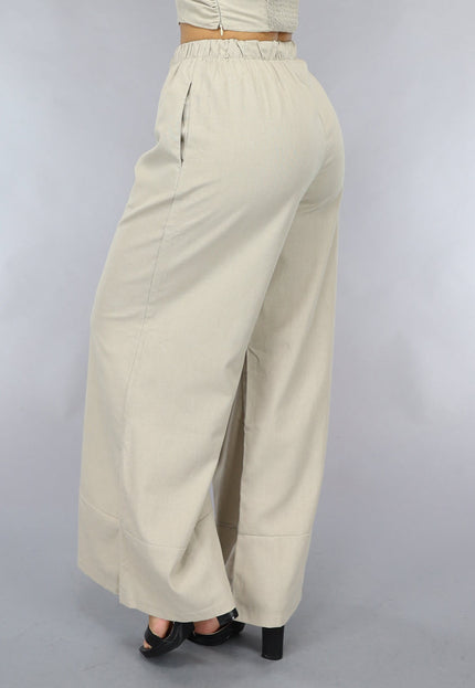 NEW0111 Wide Leg Linnenlook Broek