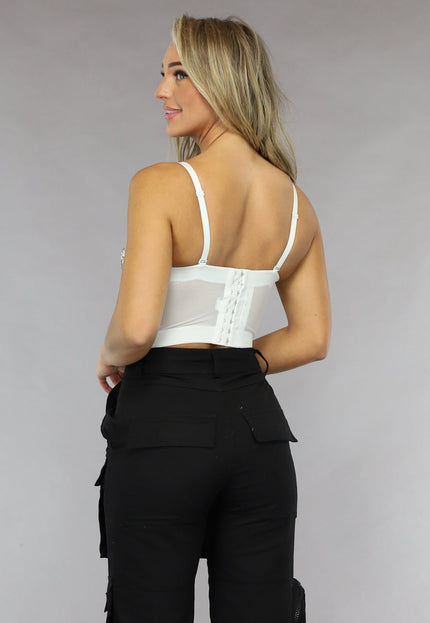 OP=OP.06.NL Witte Voorgevormde Glitter Top
