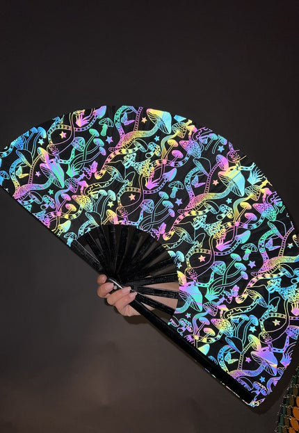 NEW0111 XXL Waaier met Reflecterende Paddenstoelen Print