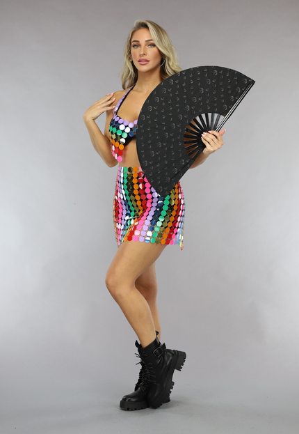 NEW0111 XXL Waaier met Reflecterende Planten Print