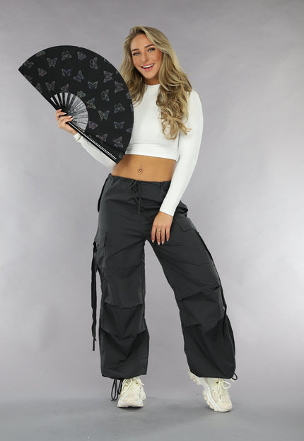 NEW0111 XXL Waaier met Reflecterende Vlinder Print