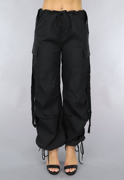 NEW0111 Zwarte Parachute Cargo Broek