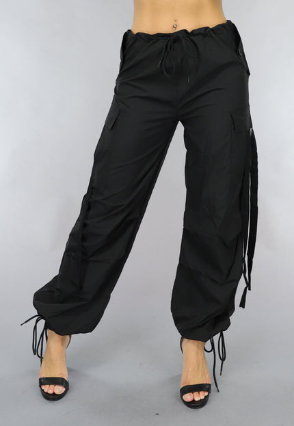 NEW0111 Zwarte Parachute Cargo Broek
