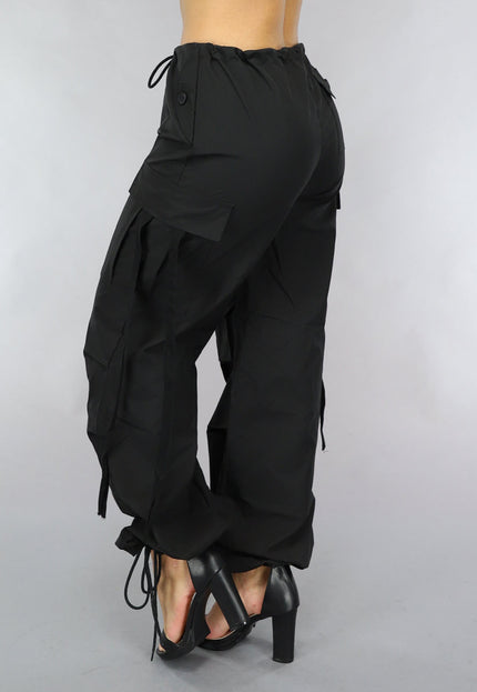 NEW0111 Zwarte Parachute Cargo Broek