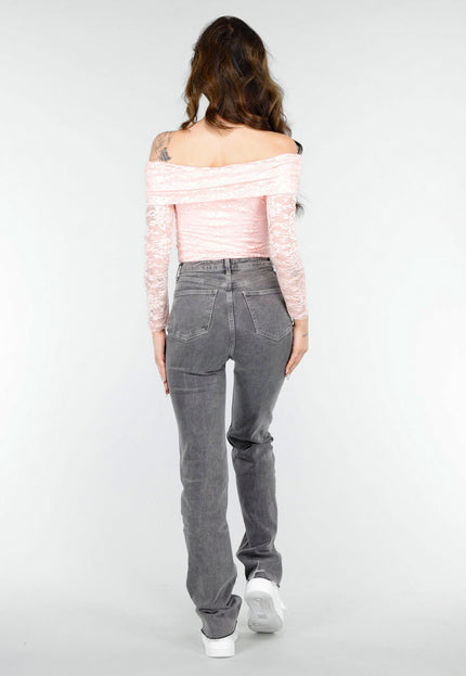 OP=OP.02.NL Elegante Roze Off-Shoulder Lace Body