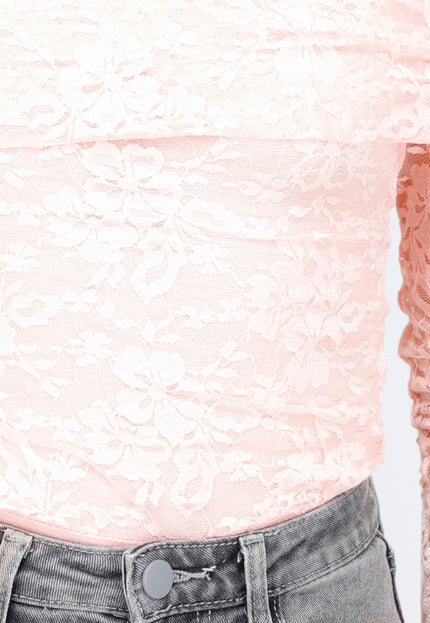 OP=OP.02.NL Elegante Roze Off-Shoulder Lace Body