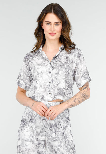 NEW020425 Elegante Two Piece Set in Zwart-Wit Print