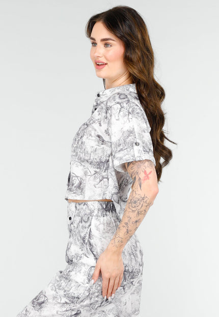 NEW020425 Elegante Two Piece Set in Zwart-Wit Print