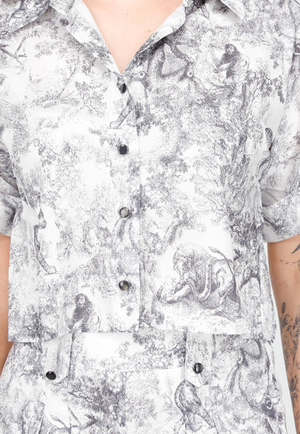 NEW020425 Elegante Two Piece Set in Zwart-Wit Print