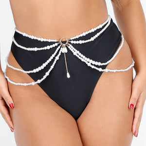 NEW020425 Goudkleurige Bodychain met Parels