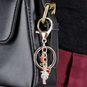 NEW020425 Goudkleurige Tashanger met Palmboom, Cocktail en Roos