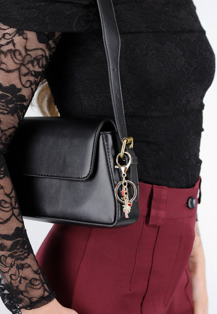 NEW020425 Goudkleurige Tashanger met Palmboom, Cocktail en Roos