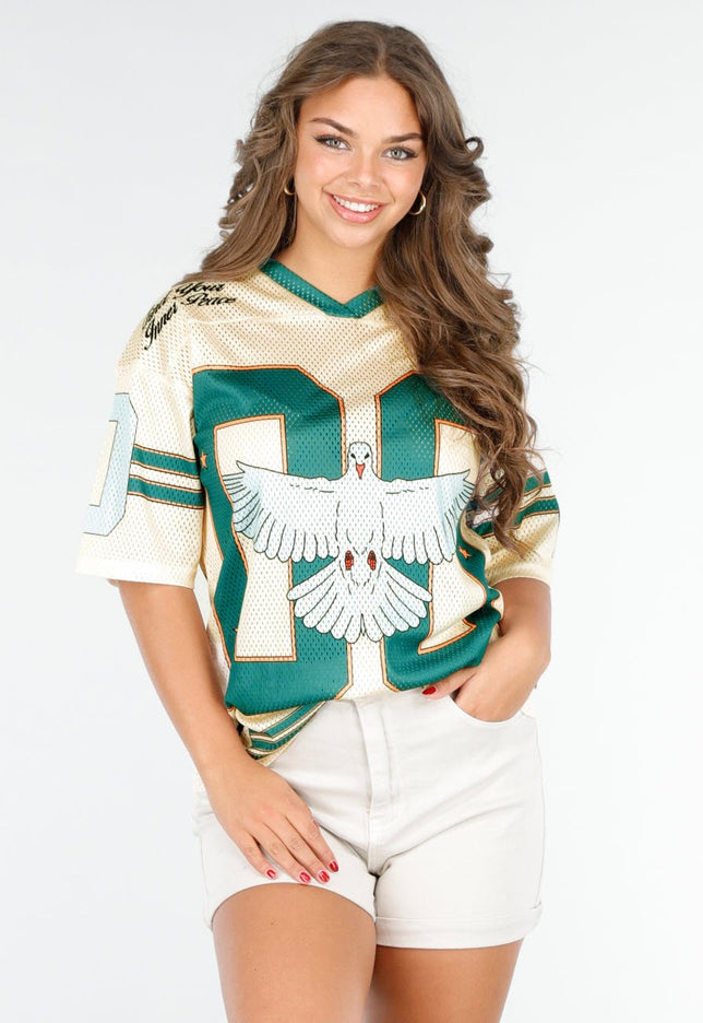 NEW020425 Oversized Baseball Jersey met Vogel Print