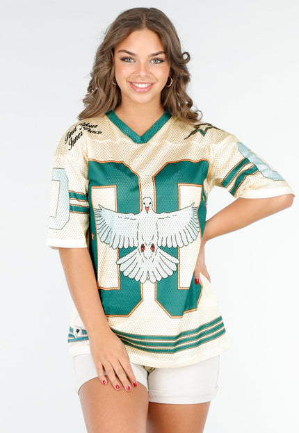 NEW020425 Oversized Baseball Jersey met Vogel Print