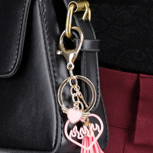 NEW020425 Sleutelhanger met Roze Hart en Franje