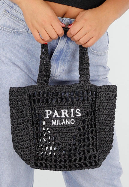 NEW020425 Zwarte Gehaakte Handtas