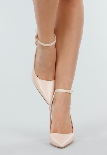 OP=OP.03.NL Beige Pumps met Enkelbandje