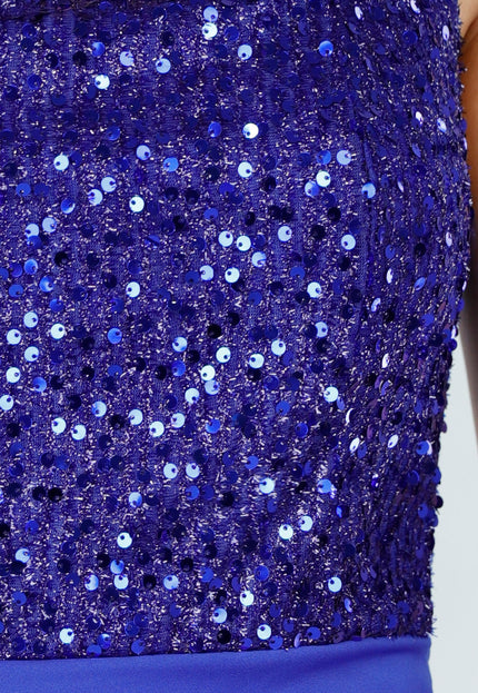 NEW020725 Blauwe Asymmetrische Avondjurk