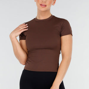 NEW020725 Bruine Sporttop met Stretch