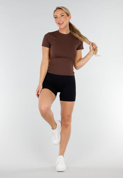 NEW020725 Bruine Sporttop met Stretch
