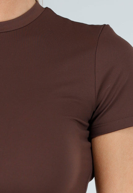 NEW020725 Bruine Sporttop met Stretch