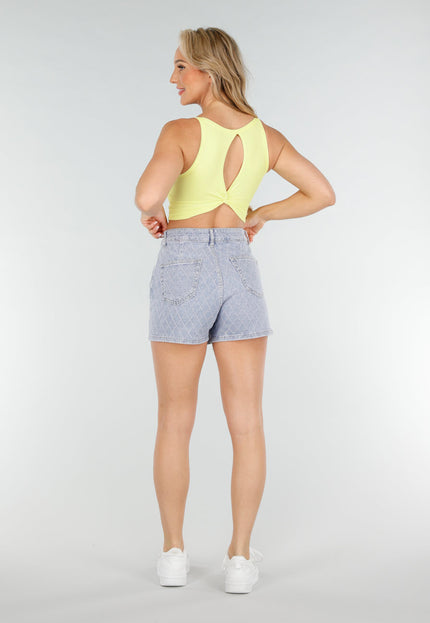 NEW020725 Butter Yellow Crop Top met Open Rug