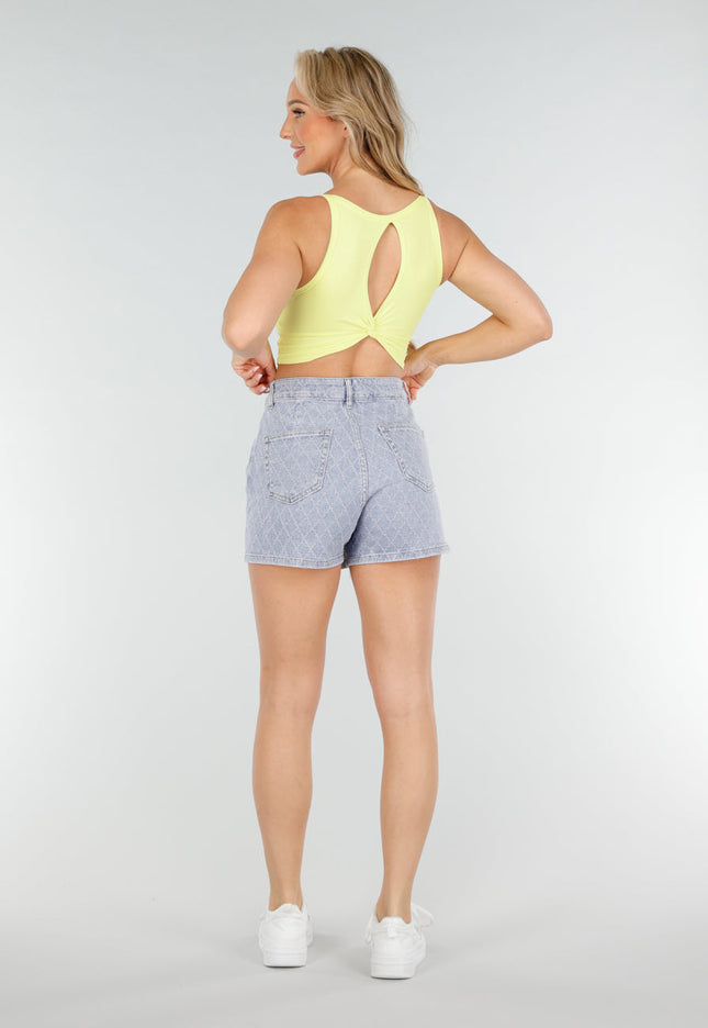 NEW020725 Butter Yellow Crop Top met Open Rug