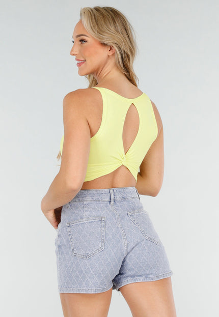 NEW020725 Butter Yellow Crop Top met Open Rug